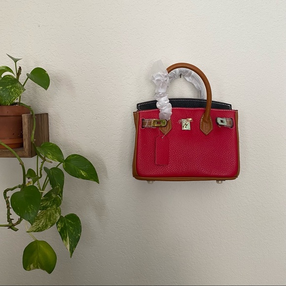 Structured Colorblock Black Gold 20 Lock Key Doctor's Satchel Bag Crossbody B12 - Picture 7 of 10